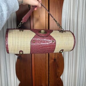 Elegant Red and Cream Wine Carrier/Purse